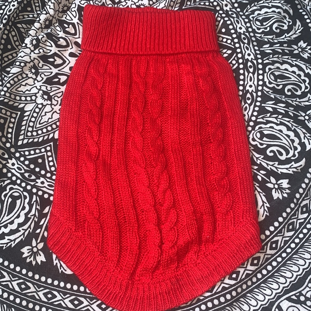 Cozy Cable Knit Red Pet Sweater